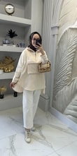 Pilise Detaylı Kapşonlu Tunik