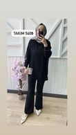 Yakadan Omuza Taş Yollu Krep Takım