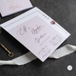 Asimetrik Köşe Kesimli Rose Gold Yaldızlı Katlamalı Düğün Davetiyesi