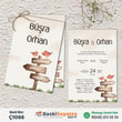 Kuş Tasarımlı Çiftli Davetiye