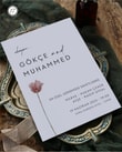 Mat Siyah Zarflı Gümüş Varak Yazılı Minimalist Düğün Davetiyesi