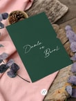Orman Yeşili Zarflı Parlak Gümüş Varak Yazılı Düğün Davetiyesi