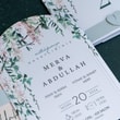 Sarkan Çiçekli Oval Boho Davetiye