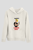 1 Mayıs Baskılı Beyaz Unisex Hoodie