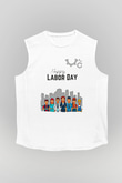 1 Mayıs Baskılı Beyaz Unisex Kolsuz Tişört - Tshirt