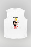 1 Mayıs Baskılı Beyaz Unisex Kolsuz Tişört - Tshirt