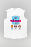 1 Mayıs Baskılı Beyaz Unisex Kolsuz Tişört - Tshirt