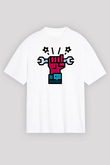 1 Mayıs Baskılı Beyaz Unisex Oversize Tişört - Tshirt