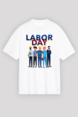 1 Mayıs Baskılı Beyaz Unisex Oversize Tişört - Tshirt