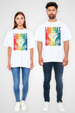 1 Mayıs Baskılı Beyaz Unisex Oversize Tişört - Tshirt