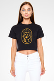 1 Mayıs Baskılı Siyah Crop Top Kadın Tişört - Tshirt