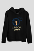 1 Mayıs Baskılı Unisex Siyah Hoodie