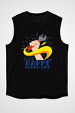 1 Mayıs Baskılı Unisex Siyah Kolsuz Tişört - Tshirt