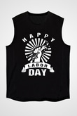 1 Mayıs Baskılı Unisex Siyah Kolsuz Tişört - Tshirt