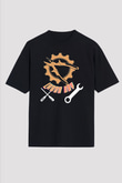 1 Mayıs Baskılı Unisex Siyah Oversize Tişört - Tshirt