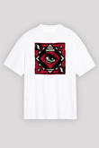 1000mods Baskılı Beyaz Unisex Oversize Tişört - Tshirt