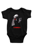 12 Maymun (12 Monkeys) Baskılı Unisex Siyah Bebek Body - Zıbın