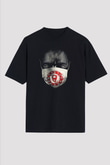 12 Maymun (12 Monkeys) Baskılı Unisex Siyah Oversize Tişört - Tshirt