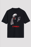 12 Maymun (12 Monkeys) Baskılı Unisex Siyah Oversize Tişört - Tshirt