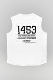 1453 Baskılı Beyaz Unisex Kolsuz Tişört - Tshirt
