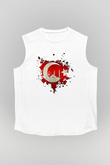 1453 Baskılı Beyaz Unisex Kolsuz Tişört - Tshirt