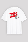 1453 Baskılı Beyaz Unisex Oversize Tişört - Tshirt