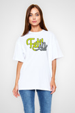 1453 Baskılı Beyaz Unisex Oversize Tişört - Tshirt