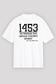 1453 Baskılı Beyaz Unisex Oversize Tişört - Tshirt