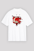 1453 Baskılı Beyaz Unisex Oversize Tişört - Tshirt
