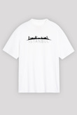 1453 Baskılı Beyaz Unisex Oversize Tişört - Tshirt