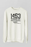 1453 Baskılı Beyaz Unisex Sweatshirt