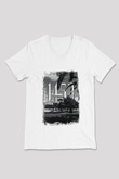 1453 Baskılı Beyaz Unisex V Yaka Tişört - Tshirt