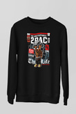 2 Pac Baskılı Unisex Siyah Sweatshirt