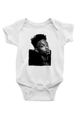 21 Savage Baskılı Beyaz Unisex Bebek Body - Zıbın