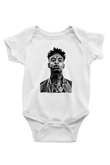 21 Savage Baskılı Beyaz Unisex Bebek Body - Zıbın