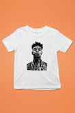 21 Savage Baskılı Beyaz Unisex Beyaz Çocuk Tişört - Tshirt