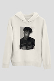 21 Savage Baskılı Beyaz Unisex Kapüşonlu Sweatshirt