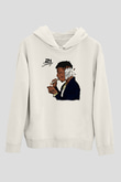 21 Savage Baskılı Beyaz Unisex Kapüşonlu Sweatshirt