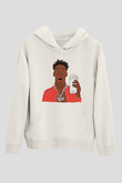 21 Savage Baskılı Beyaz Unisex Kapüşonlu Sweatshirt