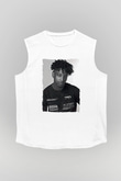 21 Savage Baskılı Beyaz Unisex Kolsuz Tişört - Tshirt