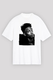 21 Savage Baskılı Beyaz Unisex Oversize Tişört - Tshirt