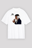 21 Savage Baskılı Beyaz Unisex Oversize Tişört - Tshirt