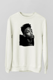 21 Savage Baskılı Beyaz Unisex Sweatshirt
