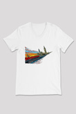28 Days Later Baskılı Beyaz Unisex V Yaka Tişört - Tshirt