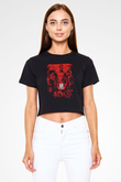 28 Days Later Baskılı Siyah Crop Top Kadın Tişört - Tshirt