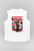 2PAC Baskılı Unisex Beyaz Kolsuz Tişört