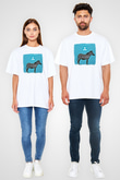 30 Seconds To Mars Baskılı Unisex Beyaz Oversize Tişört