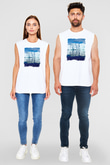 30 Seconds To Mars Baskılı Unisex Beyaz Kolsuz Tişört