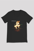 36 Crazyfists Baskılı Unisex Siyah V Yaka Tişört - Tshirt