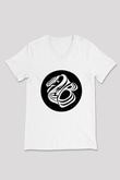 42 decibel Baskılı Unisex Beyaz V Yaka Tişört